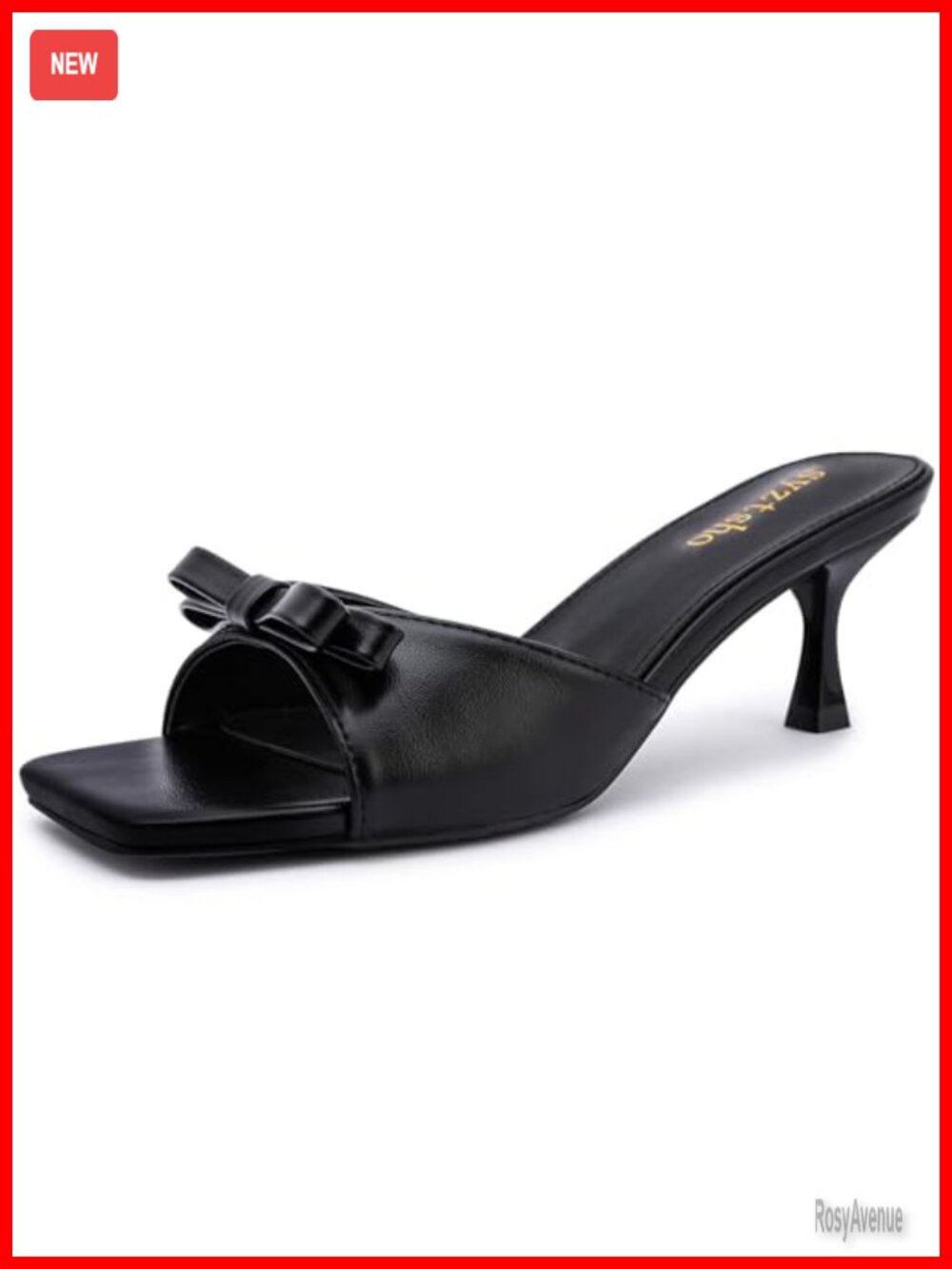 Women's Kitten Heel Sandals Low Heels Slip On Slides Square Open Toe Mules